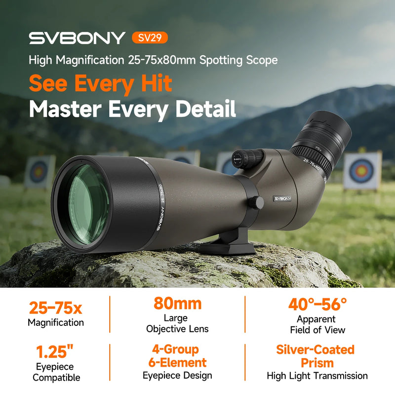 SVBONY SV29 25-75x80 Spotting Scope