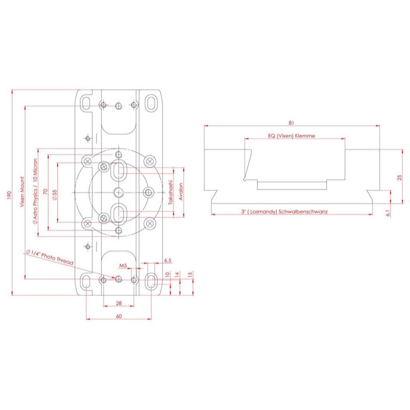 Baader V-Series PAN/EQ V190 Dovetail Saddle