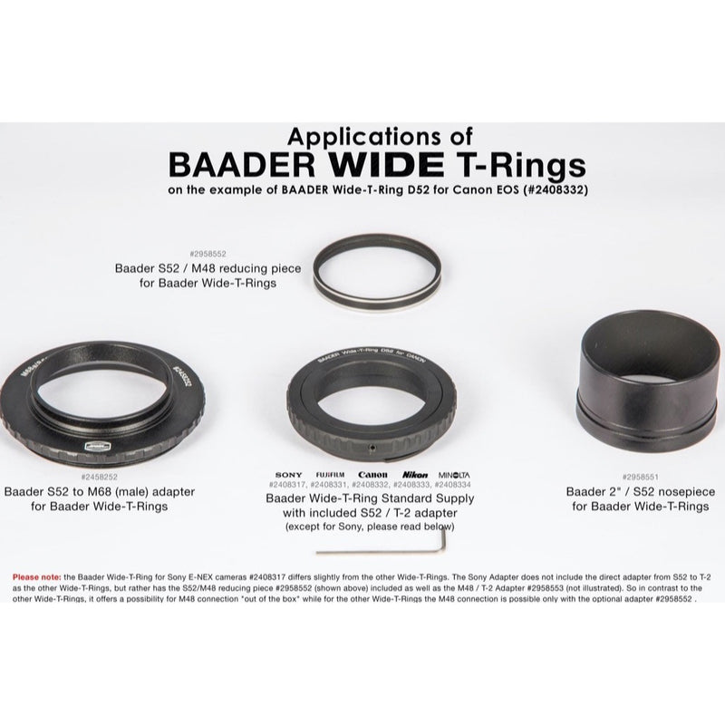 Baader Grande Bague Adaptatrice T Sony Alpha et Minolta Maxxum - T-2 et S52