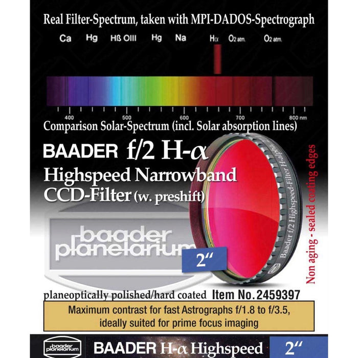 Baader 3.5/4nm f/2 Ultra-Highspeed Filter Set - CMOS-Optimized H-alpha/O-III/S-II