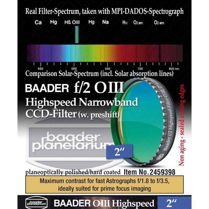 Baader 3.5/4nm f/2 Ultra-Highspeed Filter Set - CMOS-Optimized H-alpha/O-III/S-II