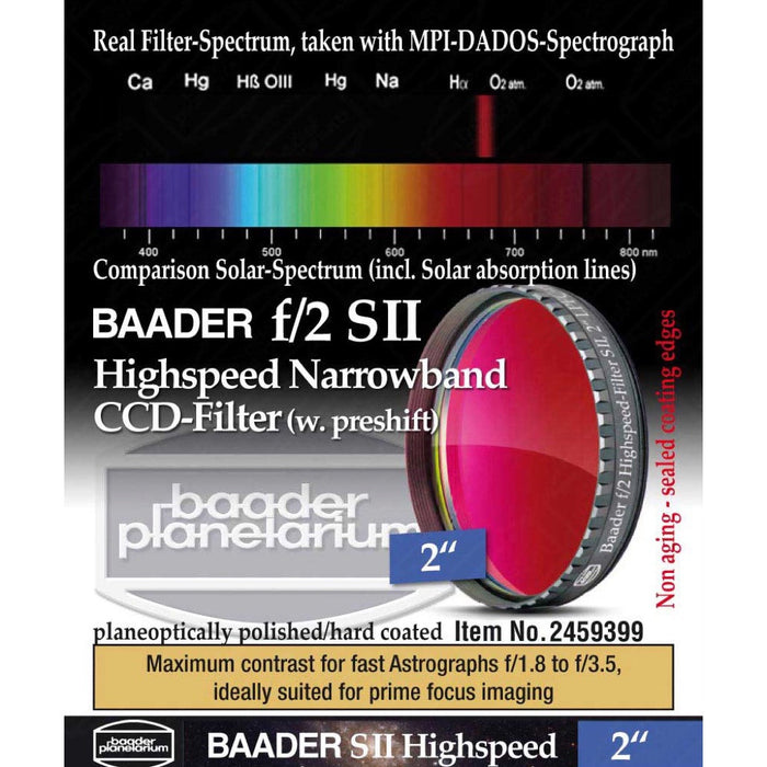 Baader 6.5nm f/2  Highspeed Filter Set - CMOS-Optimized H-alpha/O-III/S-II