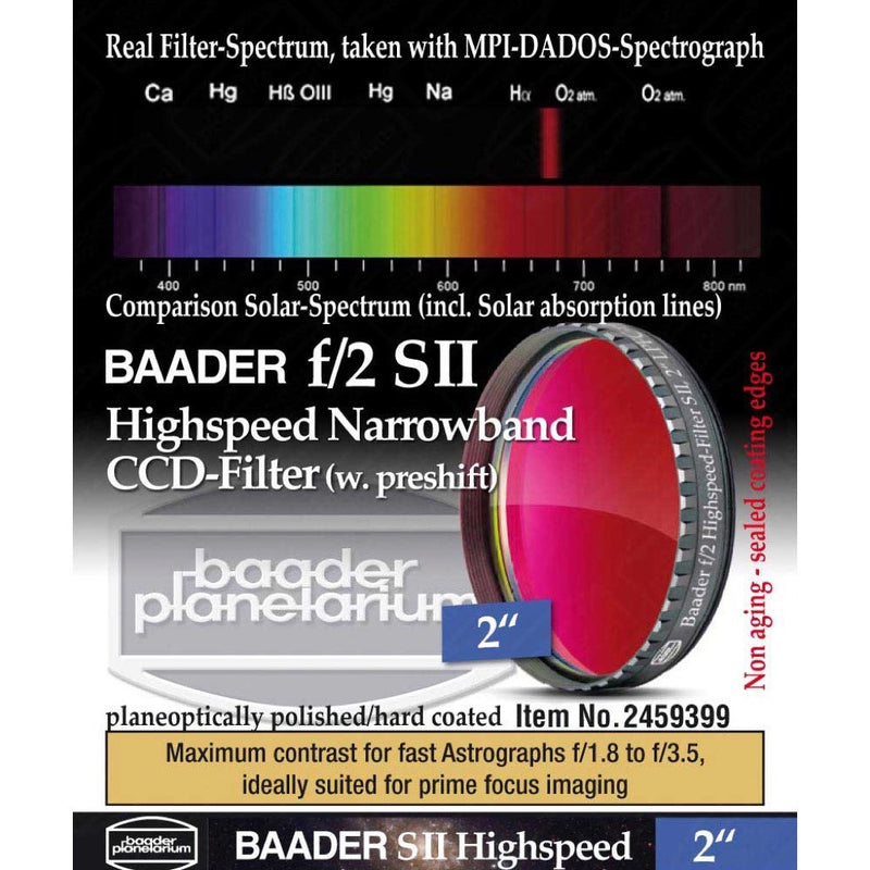 Baader 3.5/4nm f/2 Ultra-Highspeed Filter Set - CMOS-Optimized H-alpha/O-III/S-II