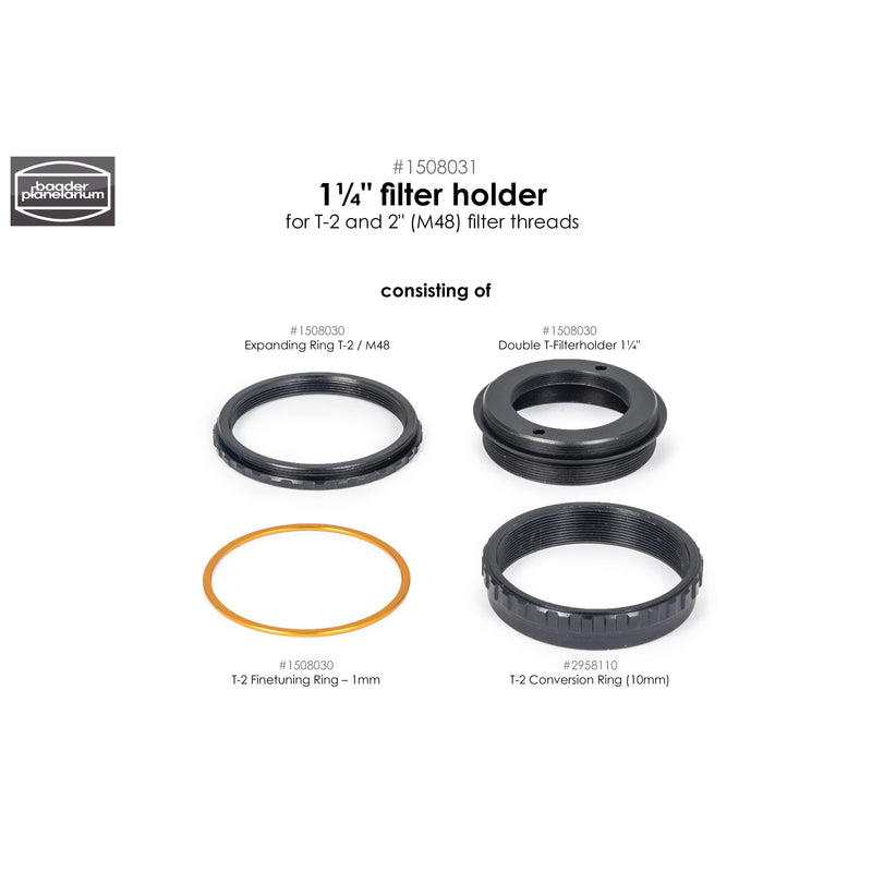 Baader Planetarium 1.25" Filter Holder for T-2 and 2" Filter Threads