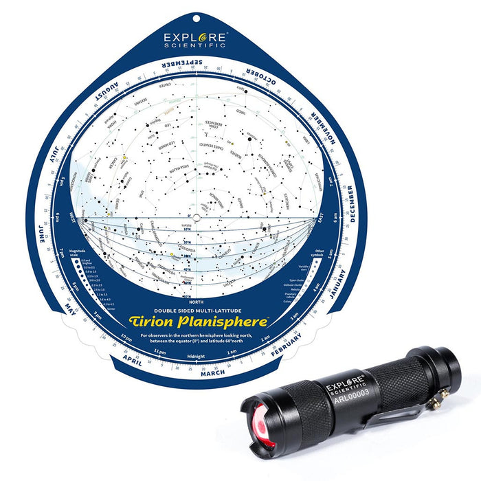 Explore Scientific Tirion Planisphère Recto-Verso Multi-Latitude avec Astro R-Lite