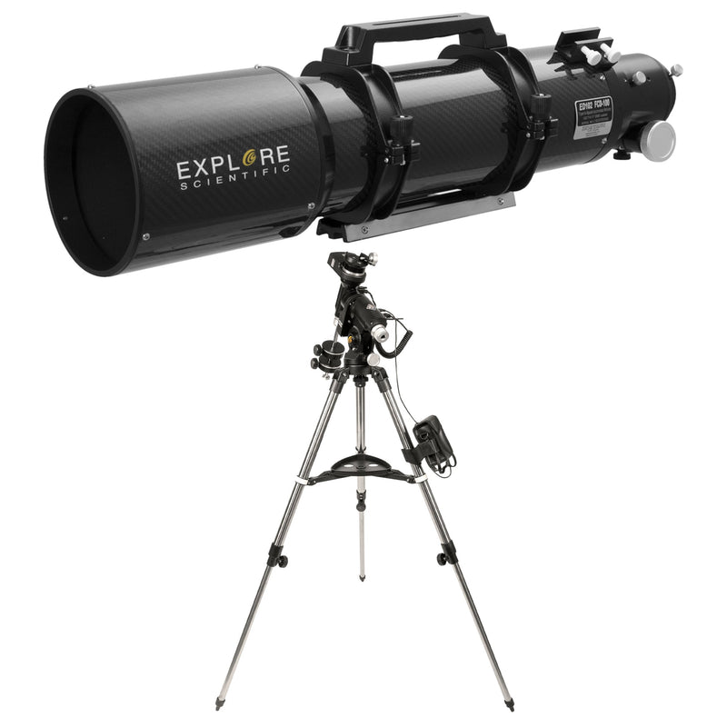 Explore Scientific ED102-FCD100 Series Air-Spaced Triplet Telescope in Carbon Fiber + iEXOS-100-02 PMC-Eight Equatorial Tracker (Bundle)
