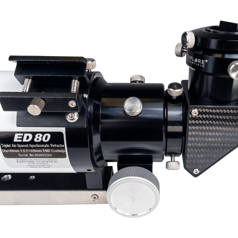 Explore Scientific ED80 Essential Series Air-Spaced Triplet Refractor Telescope + Field Flattener f/5 to f/7 (Bundle)