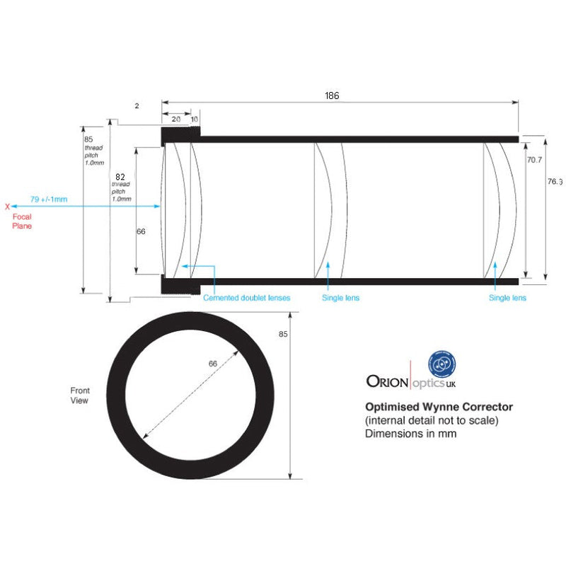Orion Optics UK Wynne Corrector 3″ for AG Series Astrographs