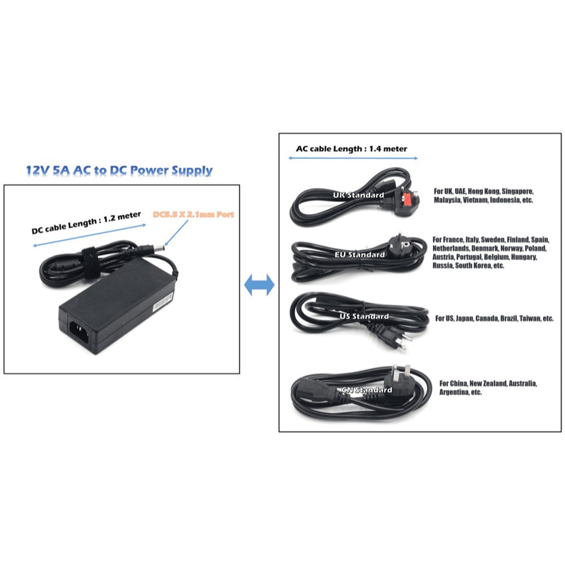Player One 12V 5A Power Supply - 5.5 x 2.1mm
