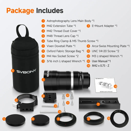 SVBONY SV535 f/2.8 5-Element 7-Group APO Astro Camera Lens