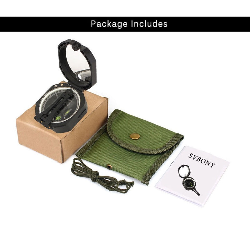 SVBONY Professional Geological Compass Pocket Transit - Black