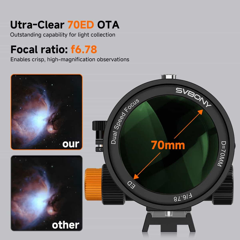 SVBONY SV503 70mm f/6.78 Quadruplet ED Flatfield Refractor Telescope OTA