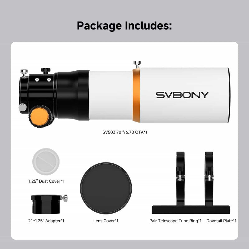 SVBONY SV503 70mm f/6.78 Quadruplet ED Flatfield Refractor Telescope OTA