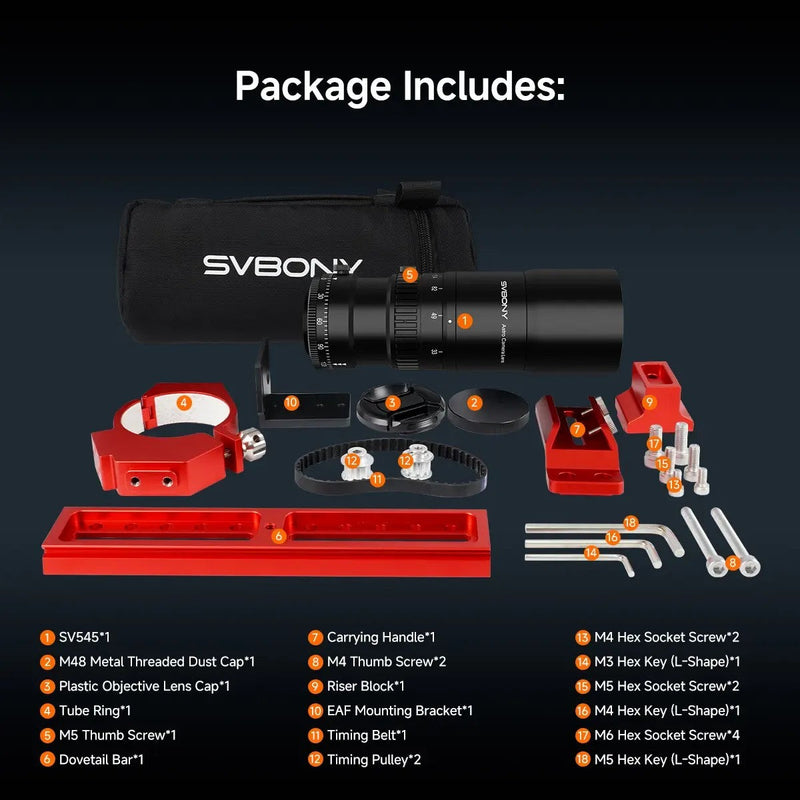 SVBONY SV545 45mm f/4.5 203mm Petzval Refractor Astrograph Lens