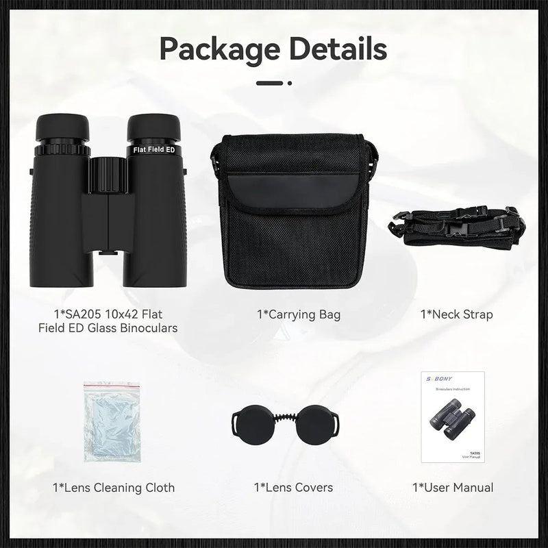 SVBONY SA205 10x42 ED Flat-Field Binoculars