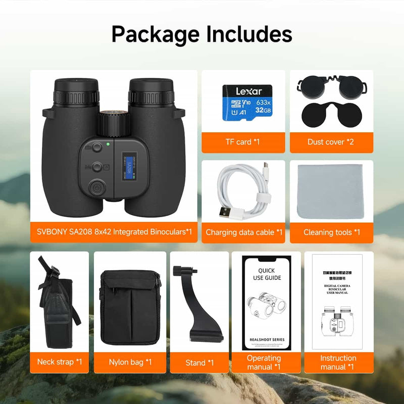 SVBONY SA208 8x42 Integrated ED Binoculars with 16MP Photo and Video