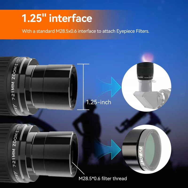 SVBONY SV135 7-21mm Zoom Eyepiece - 1.25"