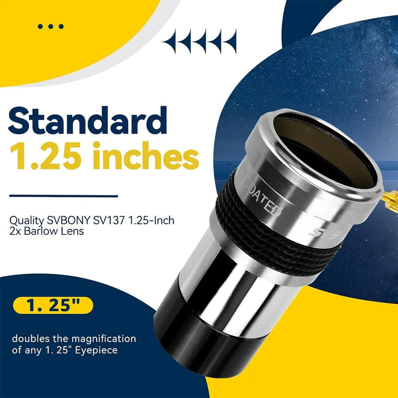 SVBONY SV137 3X FMC Barlow Lens - 1.25"
