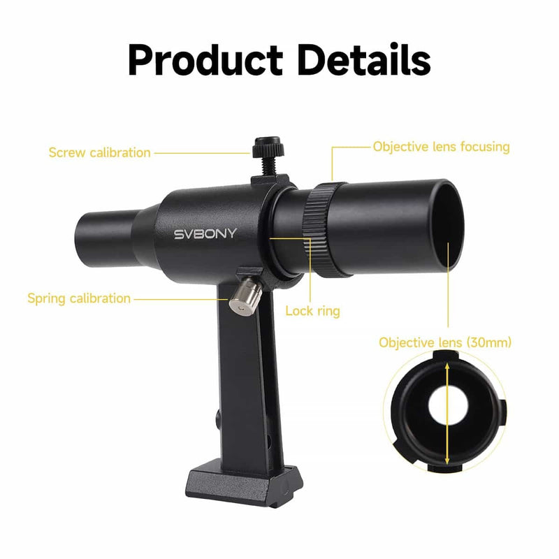 SVBONY SV182 6x30 Straight Correct-Image Finder Scope with Bracket