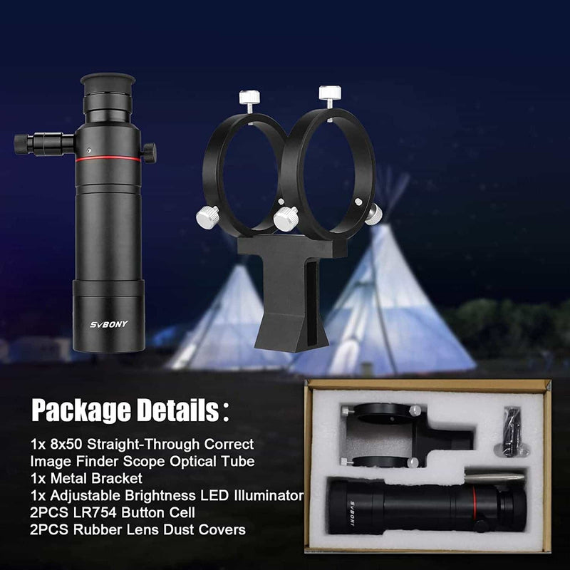 SVBONY SV208 8x50 Correct-Image Illuminated Finder Scope