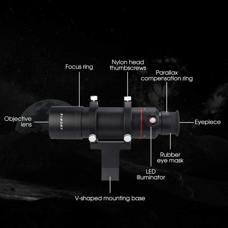 SVBONY SV208 8x50 Correct-Image Illuminated Finder Scope