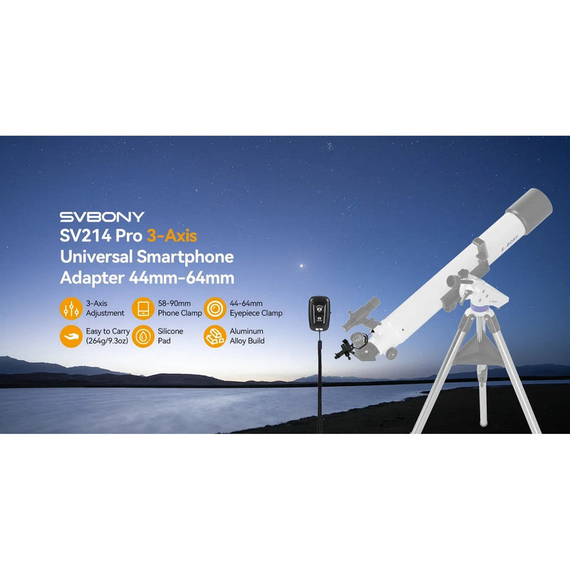 SVBONY SV214 Pro 3-Axis Phone Adapter Universal Clamp 44mm-64mm