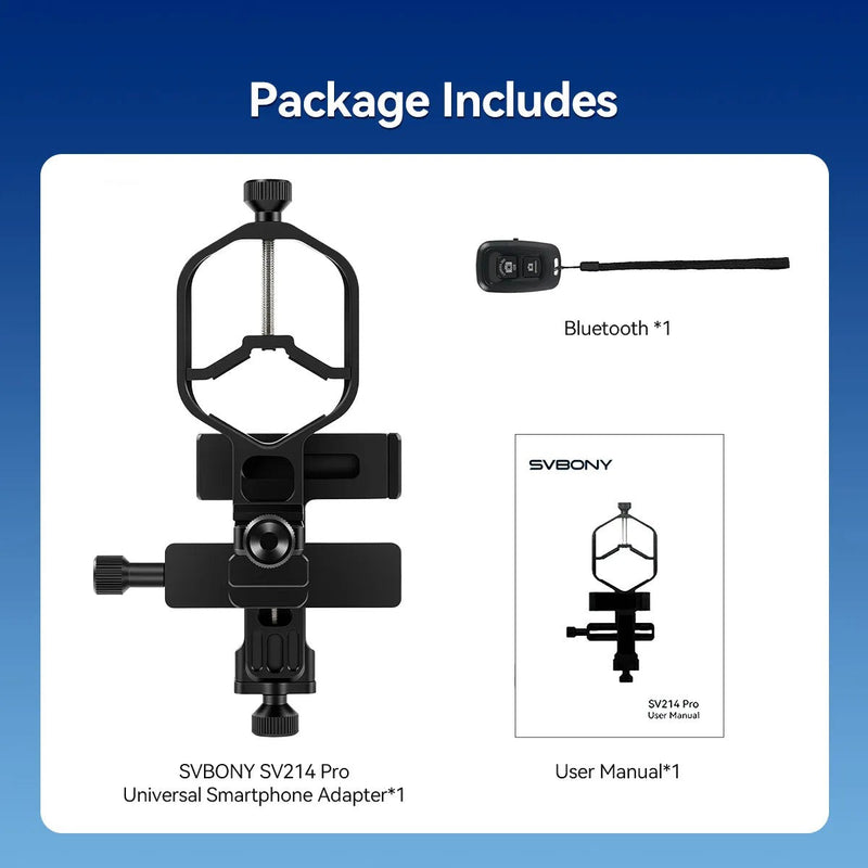 SVBONY SV214 Pro 3-Axis Phone Adapter Universal Clamp 44mm-64mm