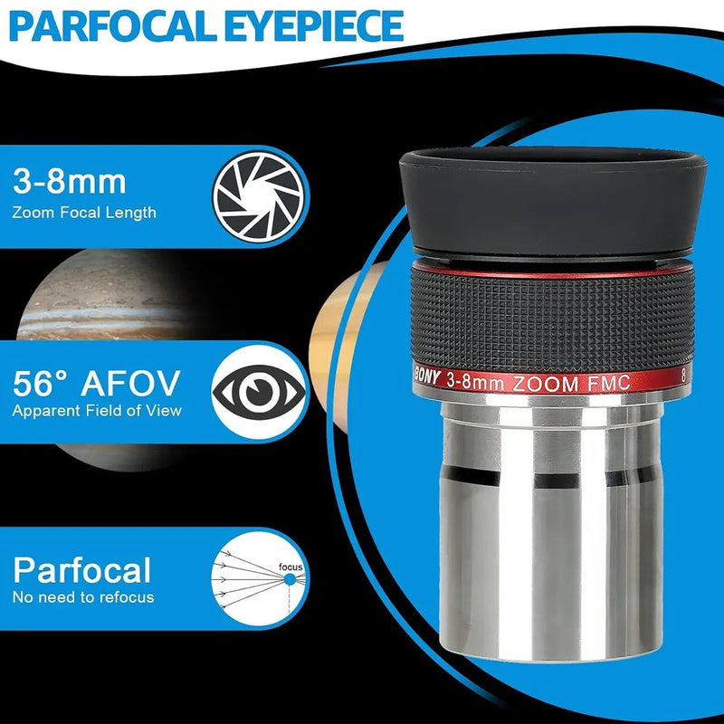 SVBONY SV215 3-8mm Clickstop Zoom Eyepiece - 1.25"