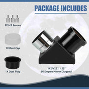 SVBONY SV221 90° Brass Mirror Diagonal - 1.25"