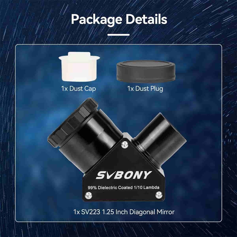 SVBONY SV223 90° ClickLock Dielectric Mirror Diagonal - 1.25"