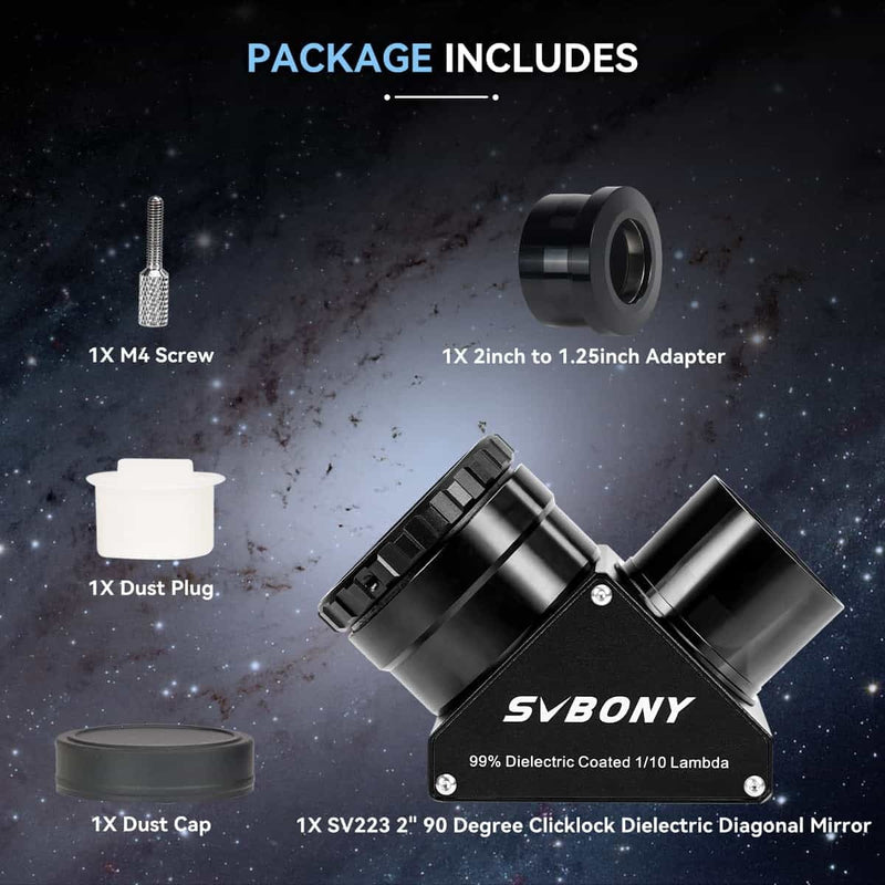 SVBONY SV223 90° ClickLock Dielectric Mirror Diagonal - 2"