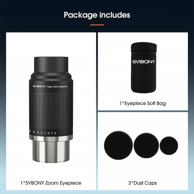 SVBONY SV230 8-20mm Super Zoom Aspheric Eyepiece - 1.25"