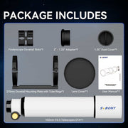 SVBONY SV48P 102mm f/6.5 Achromatic Refractor Telescope OTA