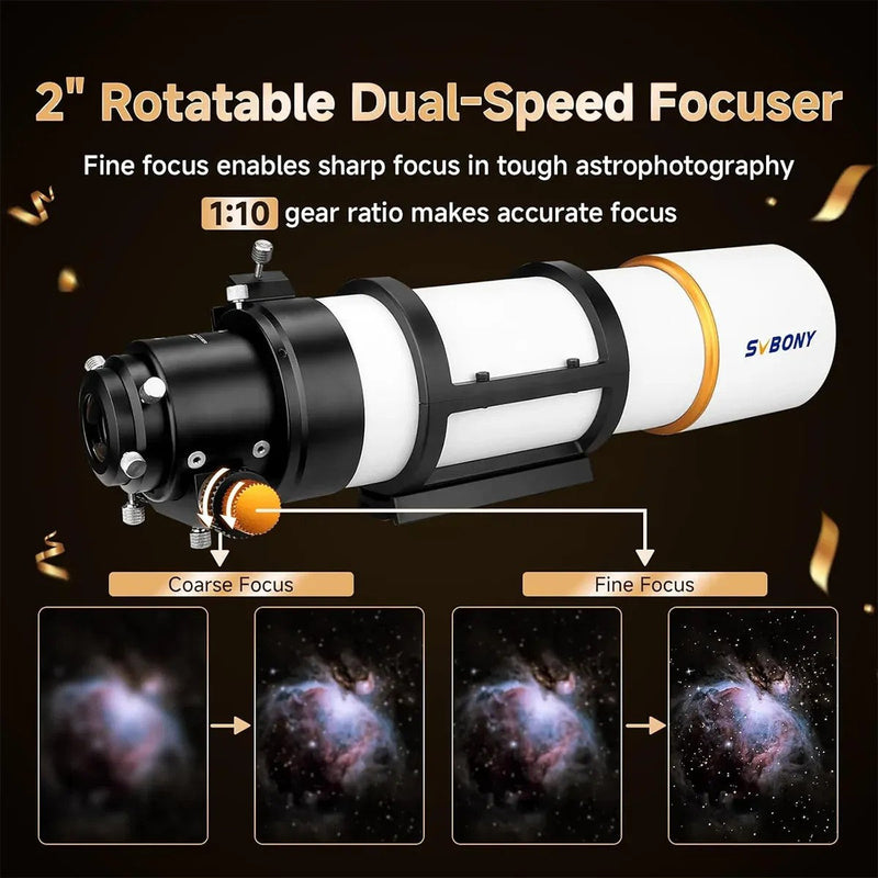 SVBONY SV48P 90mm f/5.5 Achromatic Refractor Telescope OTA