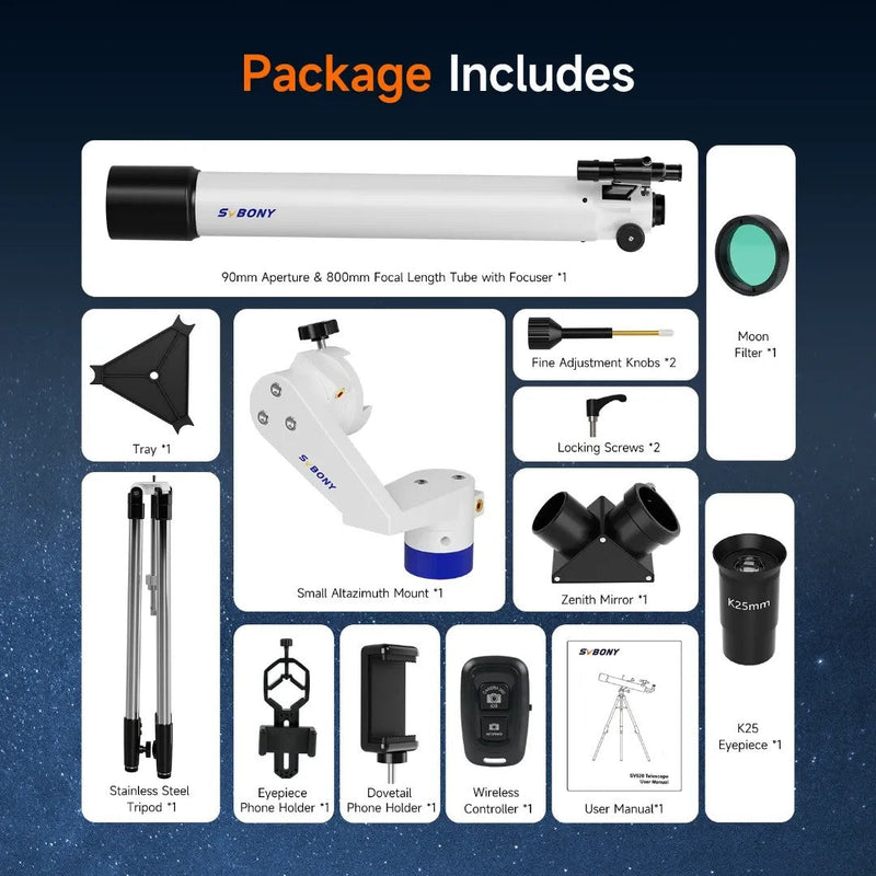 SVBONY SV520 Astronomy Telescope Complete Kit for Beginners
