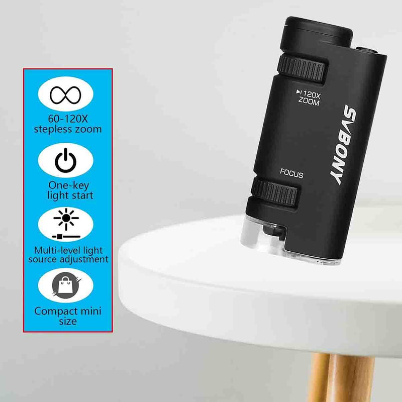 SVBONY SV603 60x-120x Portable Handheld Microscope - Black