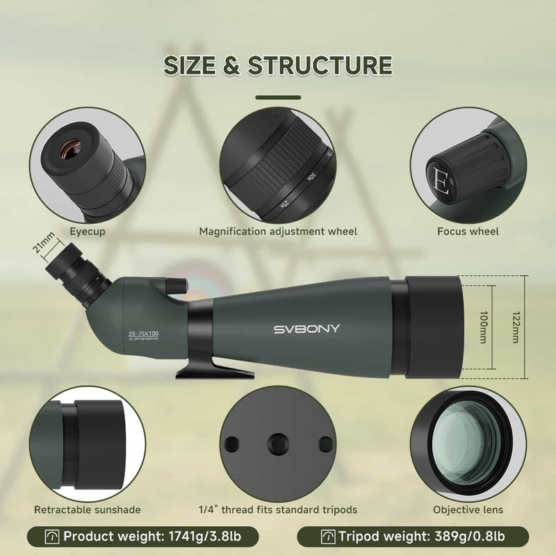 SVBONY SV28A 25-75x100 Spotting Scope
