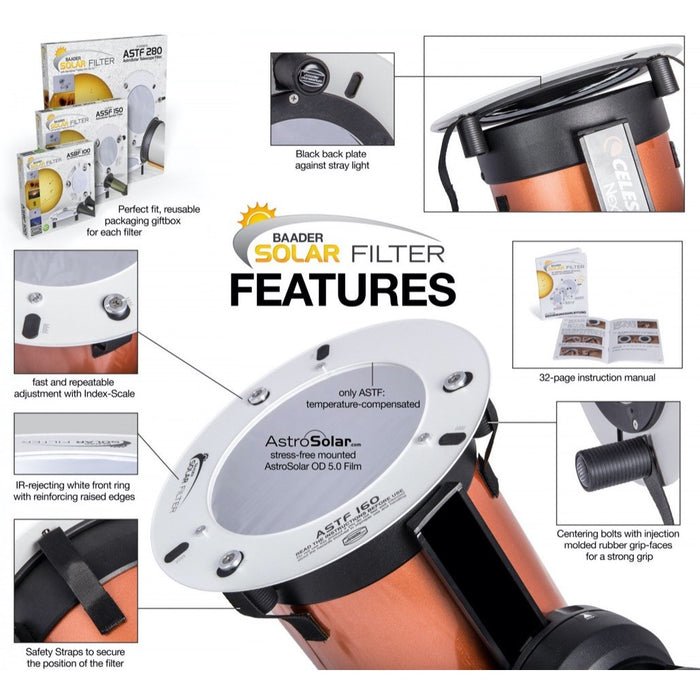 Baader AstroSolar Telescope Filter OD 5.0 - 80-280mm — David Astro