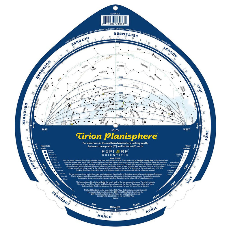 Explore Scientific Tirion Planisphère Recto-Verso Multi-Latitude
