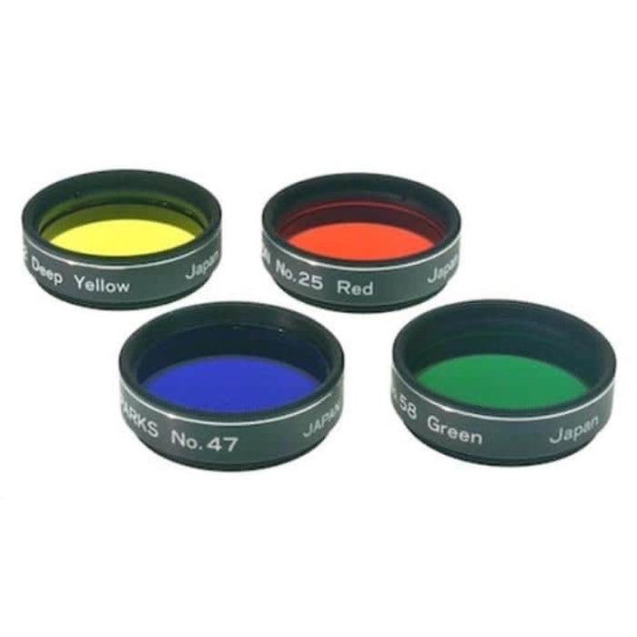 Lumicon Color Filter Set - - #15 Dark Yellow, #25 Red, #47 Violet, #58 Green 1.25"