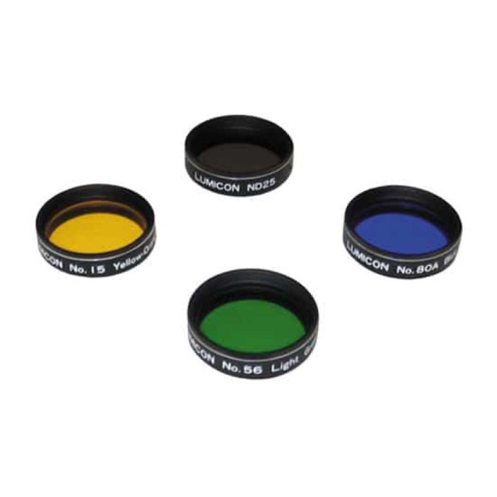 Lumicon Color Filter Set  - #15 Dark Yellow, #56 Light Green, #80A Blue, ND25